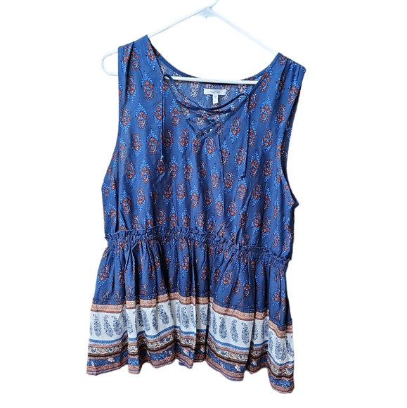 Maurices Paisley Peplum Top Blue Size Plus 14/16 OX - Picture 2 of 6